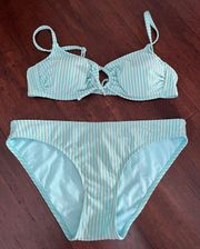 Blue striped bikini