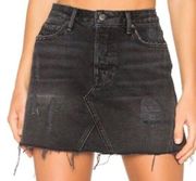 GRLFRND Eva Mini Skirt Denim Jean Hotel California Black Distressed