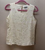 Krass&co New York City Design  Silk Cream Y2K 90’s High Neck Tank Top Sequins Medium