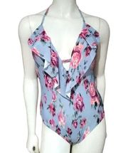 Laundry by Shelli Segal Floral One Piece Swimsuit Blue Multi Size XS NWT