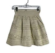 Ginger G Womens Mini Skirt Sequin Pleated Cream Size 12