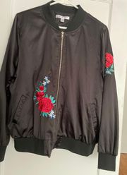 Black Silk Bomber Jacket