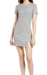 Socialite Grey Ribbed Side Slit T-Shirt Dress - Size S