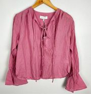 NWT  Bell Sleeve Tie Front Pastel Pink Top Size XS