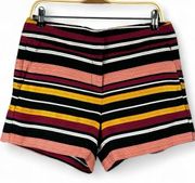 Ann Taylor Striped Shorts Size 4 Cute With Clasp and Button Stitched Fabric