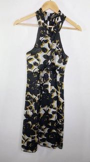 Outback Red Black White Gold Floral Halter Neck Sleeveless Dress Women's Size 2