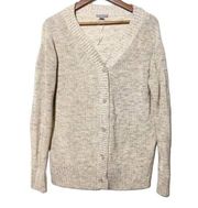 COS Cardigan Heavy Knit Oversized Heather Gray Button V-Neck Sweater Sma…