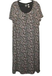 Emma James Ditsy floral black short sleeve maxi dress Size 18W