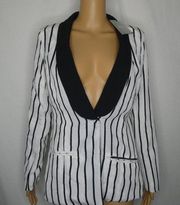 Missguided Striped Tailored Button Blazer Jacket 6