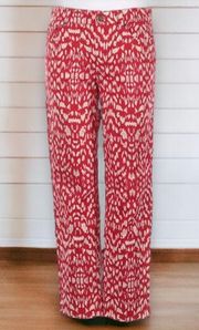 Jones New York Womens Pants Sz 4 Sport Stretch Ikat Print Red Off White