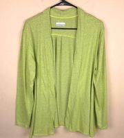 Columbia Women’s Green Yellow Knit Lightweight Open Front Cardigan