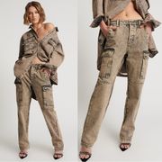 Free People X One Teaspoon Jeans 26 Cargo Motion Pants in Rust NWT DuneCore