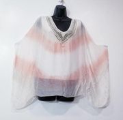 Saks Fifth Avenue SILK Tie Dye Sequins Blouse