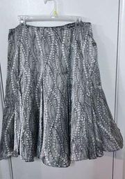 Dana Buchman Women's Silk Geometric Fully Lined Flare A-Line Skirt Gray Size 12