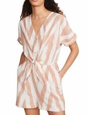 NEW LOU & GREY for LOFT Small Romper Ikat Tie Front Button Down Cotton NWOT
