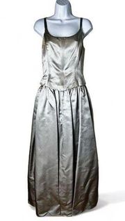 Jessica McClintock Gunne Sax Vintage 90s Silver Prom Ball Gown Dress Sz. 11/12