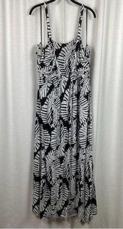 Lane Bryant Black&White Palm Print Knit Maxi Dress Sz.26/28