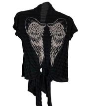 Wet Seal Angel wing cotton stripe tie up top