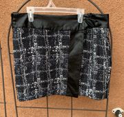 Faux leather/ tweed skirt