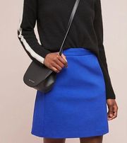 Anthropologie Mini Skirt Womens XS Sapphire Blue A-line Back Zip Hutch Ponte