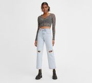 High-Rise Ribcage Straight Jeans