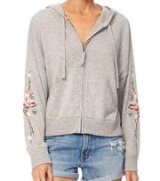 Skull Cashmere Claude Zip Up Hoodie 100% Cashmere Skull Floral Embroidery Size L