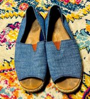 Tom’s Women’s 8.5 denim peep toe espadrilles