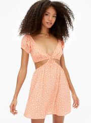 Orange Floral Cut Out Mini Dress