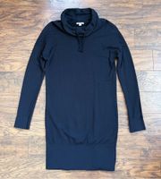 James Perse • Funnel Neck Sweatshirt Dress black cotton terry mini