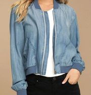 Chambray Zip Bomber Jacket