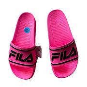 NWT Fila Hot Pink Spell Out Logo Slide Sandal