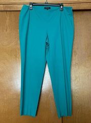 Lafayette 148 Teal Bleecker Flat Front Cropped Dress Pants Size 16