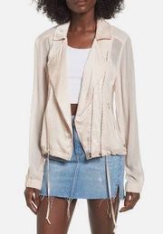 Blank NYC Sheer Pink Moto Bomber Jacket