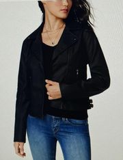 Black Vegan Leather Moto Biker Jacket, size XXL