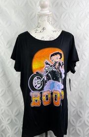 Betty Boop Popular Sports Motorcycle Black Tee Size 3X NWT