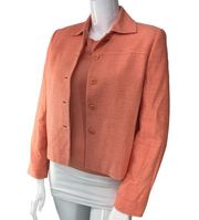 Carlisle Womens Silk Jacket Set Size 10 Blazer with Sz XL Knit Top Orange