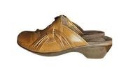 Clarks tan leather wedge slip on mule Size 8M
