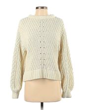 ivory off-white cream cable knit slouchy sweater -S