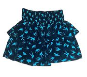 Tiered Bird Print Mini Skirt