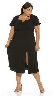 Alexia Admor Gracie Sweetheart Black Midi Dress Plus Size 2X NWT