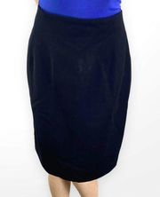 00s DANA BUCHMAN Vintage Black Wool Pull On Pencil Skirt