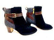 Clarks Spiced River Suede and Wool Tweed Ankle Boots size 6