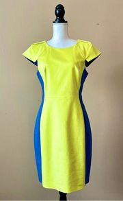 BELLE BADGLEY MISCHKA | Neon Color Block Sheath Dress Sz 10