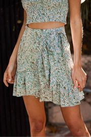 Lulus Floral Print Wrap Mini Skirt