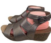 DANSKO Sera Wedge Sandal  Womens 41 /us 10.5-11 Pewter Metallic Leather  Shoes