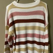 NWT Pink/Khaki/White Striped Sweater Small