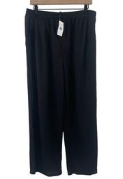 BOBEAU Pull On Pants Size Large Black Wide Leg NWT Rayon Nylon Blend Cropped