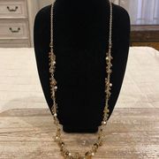 Talbots Gold Tone Beaded Long Statement Necklace