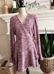 Very J Bell Sleeve Burgundy Dress, Size L