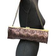 🟢 Vintage Jessica McClintock Evening Bag Baguette Satin Chain Shoulder Bag